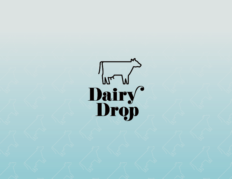 Dairy Drop cover image with logo and pale blue pattern background