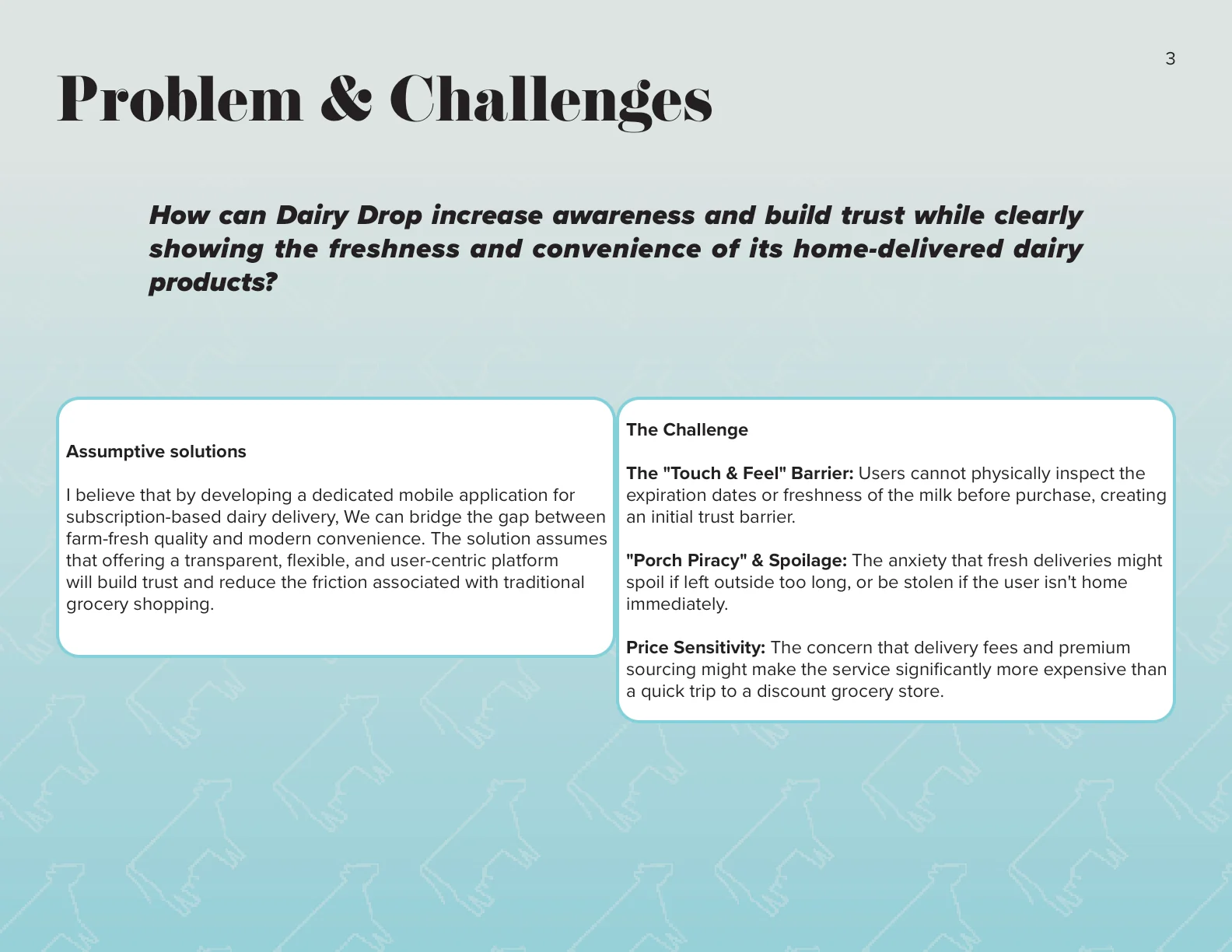 Dairy Drop problem framing and design challenges