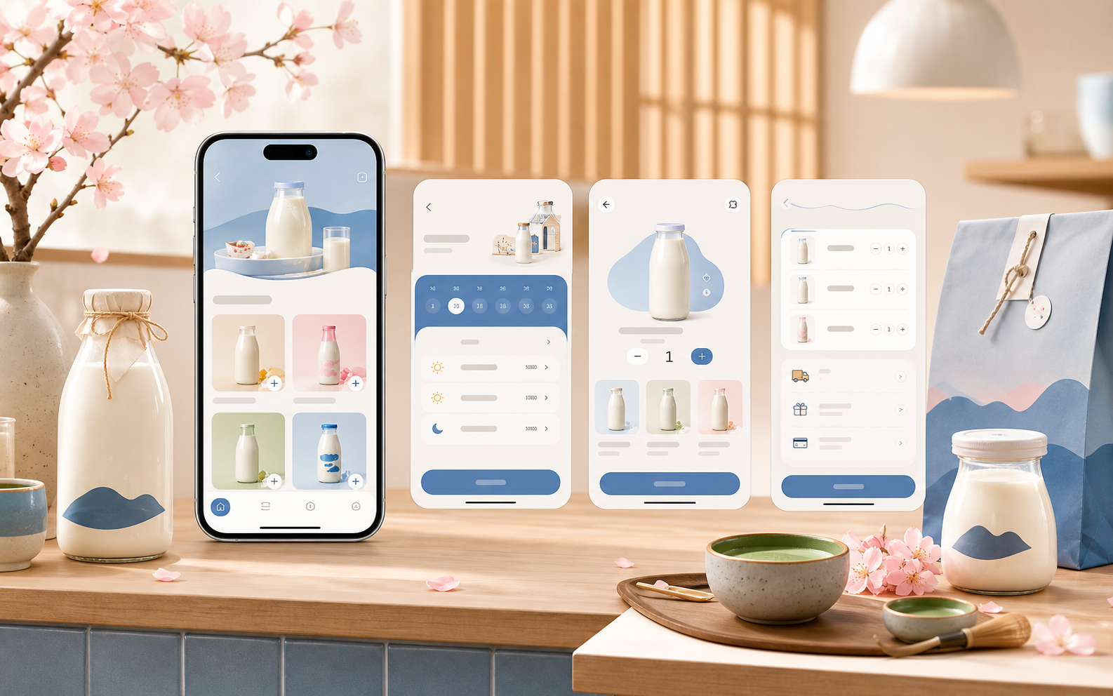 Milk sales mobile app mockup for Dairy Drop